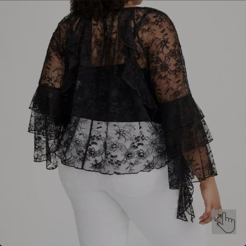Torrid Black Lace Bell Sleeve Blouse - Picture 2 of 4